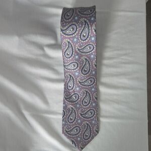 Joseph Paisley Tie in Purple and Silver